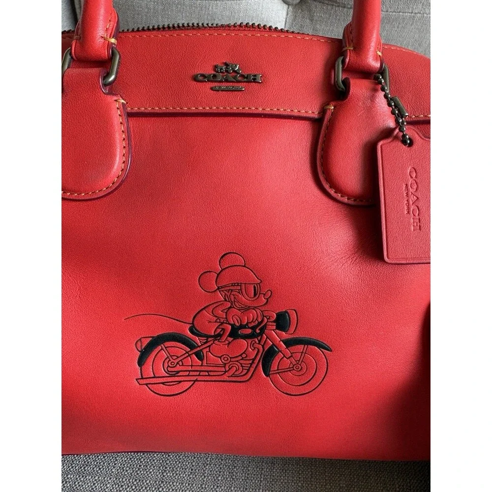 COACH x Disney 59371 Mickey Mouse leather Mini Bennett satchel Crossbody Bag Red